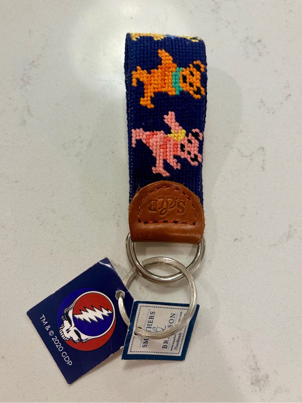 NWT Grateful Dead Key Ring with Leather Trim